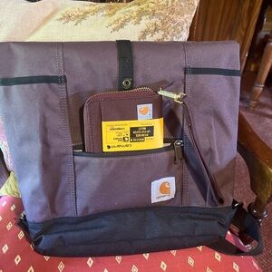 Carhartt Purple and Black Bag/Backpack & matching wallet